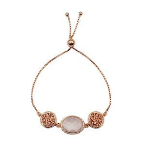 Sterling Silver Rose Quartzes Bracelet